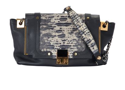 Lizard Embossed Partition Bag, front view